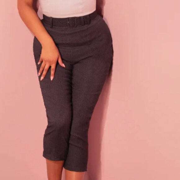 Vixen by Micheline Pitt Capri Pants in Faux Denim Size medium - Picture 1 of 12